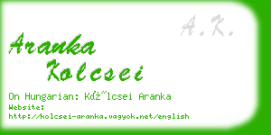 aranka kolcsei business card